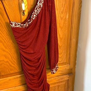 Maroon fitted mini dress